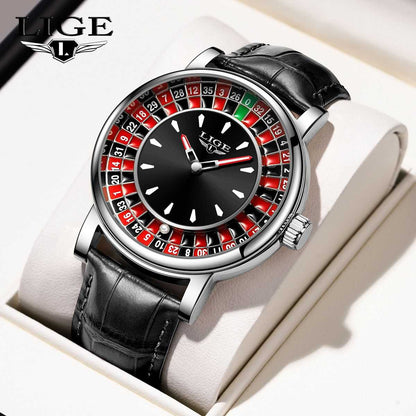 Men's Fashion Casual Round Dial Russian Roulette Interactive Analog Quartz Watch, Bringing Good Luck with a Lucky Roulette Wheel. Waterproof Design for Parties and Daily Wear, Quartz Wristwatch, Quartz Analog Watches.