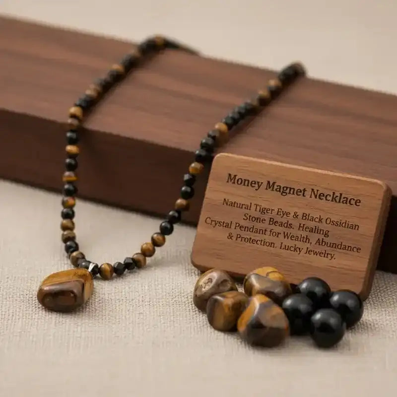 1 Piece Fashionable Retro Natural Tiger's Eye Geometric Pendant Adjustable Beaded Necklace Men's and Women's Daily Wear Jewelry Gifts