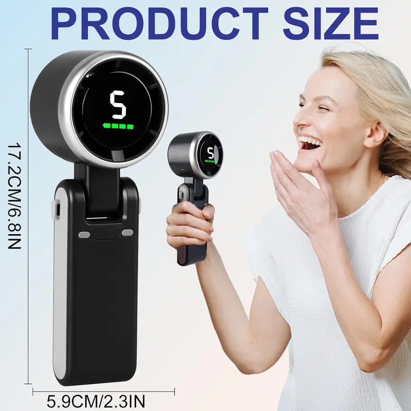 Portable Handheld Turbo Fan, 5 Gear Wind,4000mAh Battery Operated, Up to 10 Working Hours, 3 IN 1 Hand Fan Rechargeable with Air