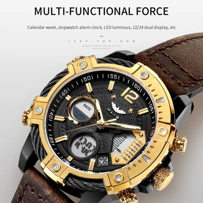 Genuine Luxury Men's Large Round Face Quartz Watch Set, 2026 New Multifunctional Luminescent Waterproof Steel Belt Timepiece with Modern Retro Design, Suitable for Daily/Formal Occasions