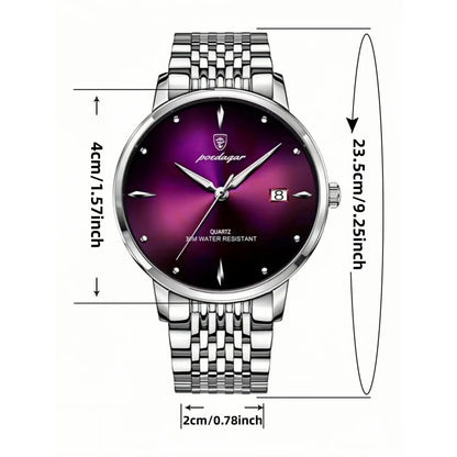 Men's Business Fashion Round Dial Stainless Steel Strap Quartz Watch, Durable Watch, Fashion Watch for Party, Daily Clothing Decor, Trendy All-match & Exquisite Watch for Gift without Box