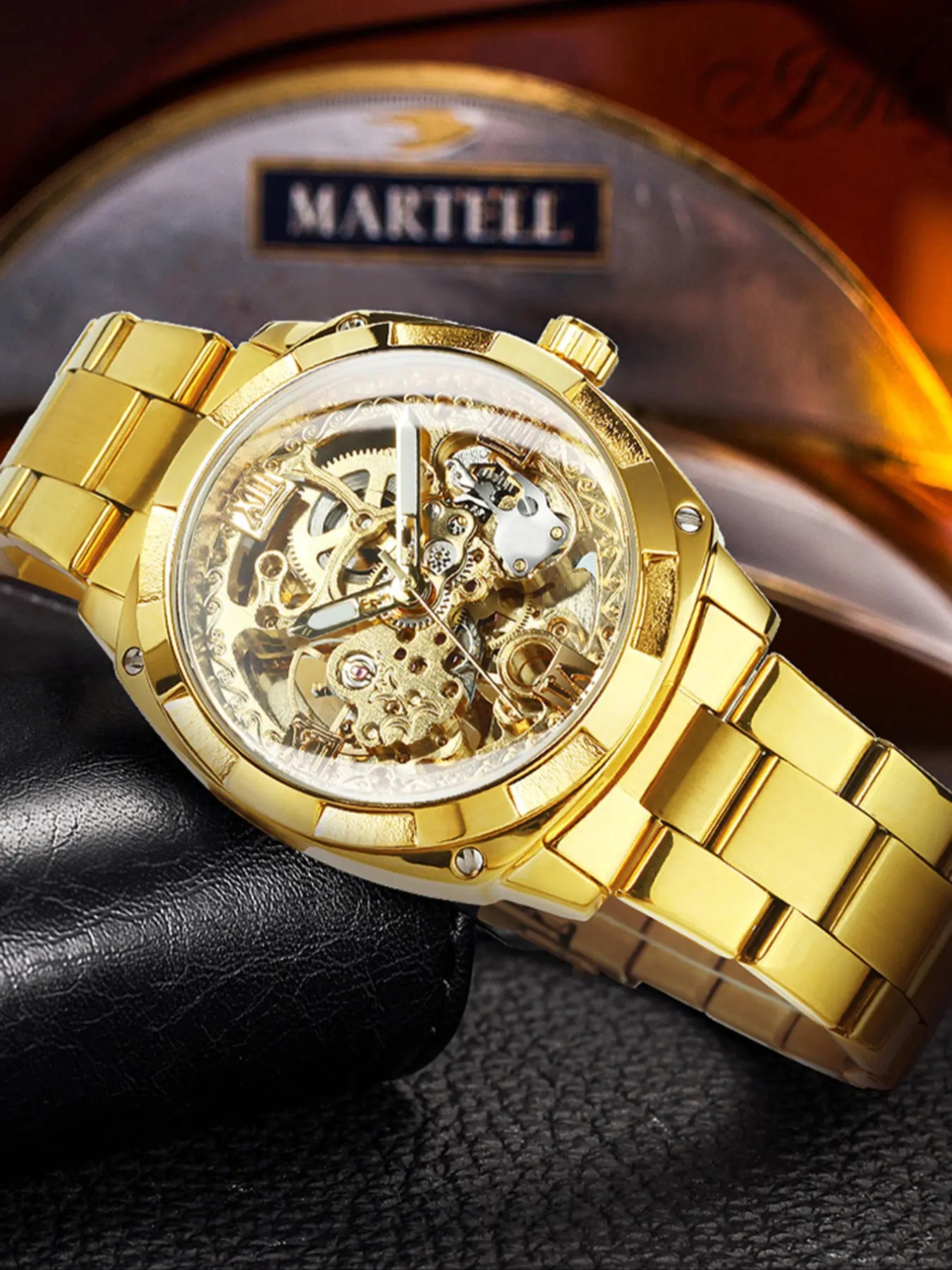 1pc Royal Luxury Skeleton Automatic Mechanical Watch for Men Luminous Hands Top Brand Stainless Steel Strap Business Casual Square Retro Mens Watches Festival Birthday Gifts With Box Stainless Steel Wristwatch