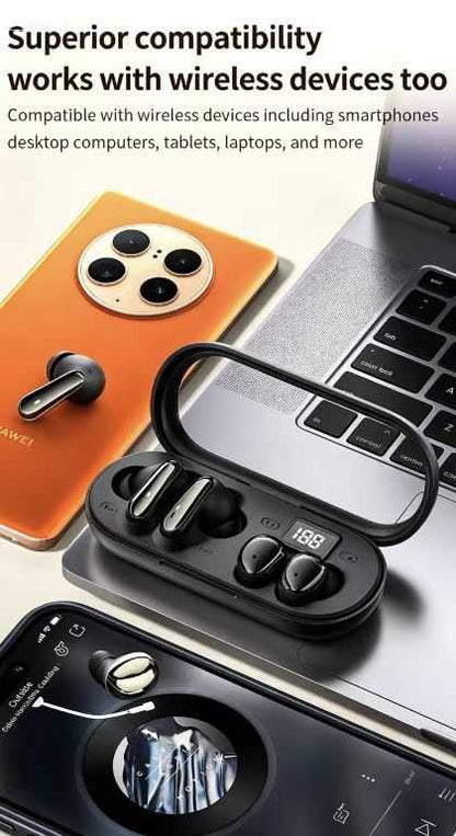 Mini Invisible Headphones, Bluetooth True Wireless In-Ear Earphones with Built-in Mic, Intelligent Touch, ENC Noise Canceling, IPX5 Waterproof – Perfect for Sport, Workout, Running, Gym. Available for Two Users (Two Pairs of Earbuds).