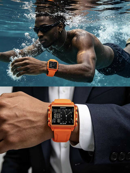 SANDA Unisex Analog-Digital Fashion Watch – Comfort-Fit Silicone Strap that Mimics the Skin, Waterproof & Luminous. Multi-Functional Youth Style Watch with Countdown Timer, Perfect for Casual Wear.