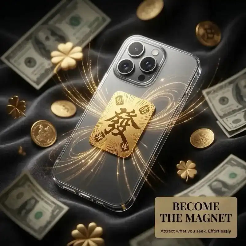 Lucky "FA" Gold Foil Card - Eastern Feng Shui Amulet for Positive Energy & Good Vibes, Custom Holographic Gold Foil, an auspicious symbol to attract wealth and blessings in Eastern culture