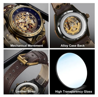 Automatic Mechanical Watch for Men-Classic Skeleton Dial Precision Wristwatch,Fashion Accessory with Retro Design,waterproof Gift for smart man