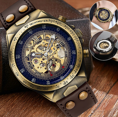 Automatic Mechanical Watch for Men-Classic Skeleton Dial Precision Wristwatch,Fashion Accessory with Retro Design,waterproof Gift for smart man