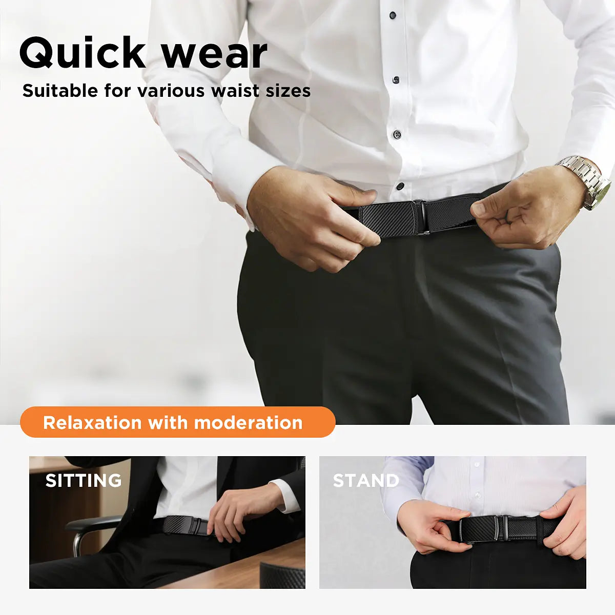 Can be trimmed] Mens Belt Leather Ratchet Easy Release Belt For Men Designer Belt Dress and Casual with Adjustable Buckle for Men's Wear Gift Outdoorfun Textured for Birthday Gift/ accessories men/business belt no hole