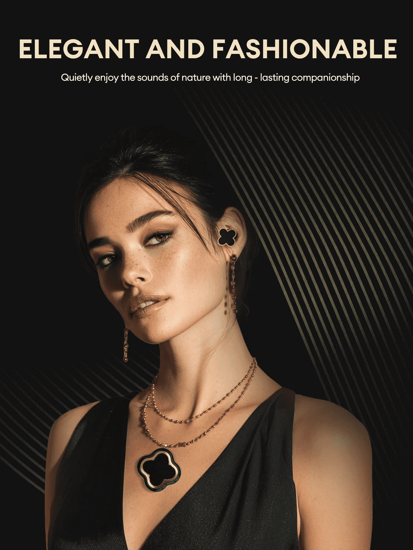 Four-Leaf Clover Wireless Earbuds with Bluetooth 5.4, Stable Connection, ENC Call Noise Cancellation, Super Stereo Sound, Luxury Retro Jewelry-Style Design for Women, Elegant Charging Case, Compatible with Android & iOS, Ideal Gift for Girls