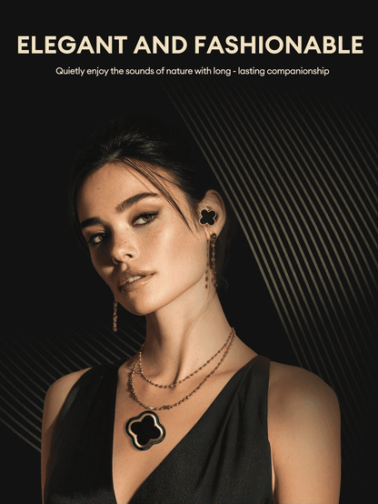 Four-Leaf Clover Wireless Earbuds with Bluetooth 5.4, Stable Connection, ENC Call Noise Cancellation, Super Stereo Sound, Luxury Retro Jewelry-Style Design for Women, Elegant Charging Case, Compatible with Android & iOS, Ideal Gift for Girls