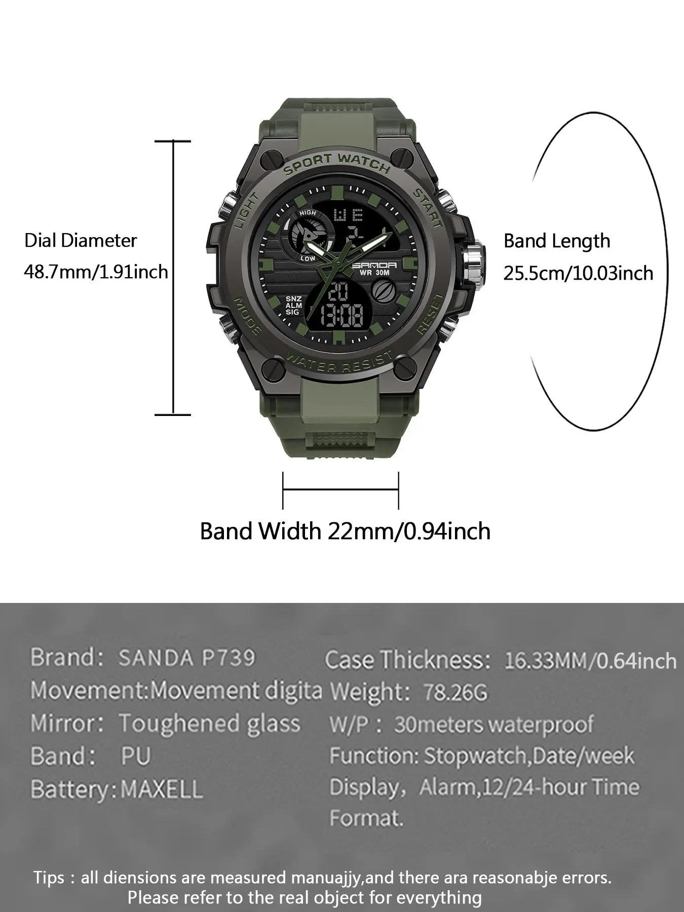 Men's Sportive Digital Watch, Fashionable Digital Watch with Luminous Dial & Alarm & Date Display Function, Waterproof Watch for Men with Box, Sporty Waterproof Watch