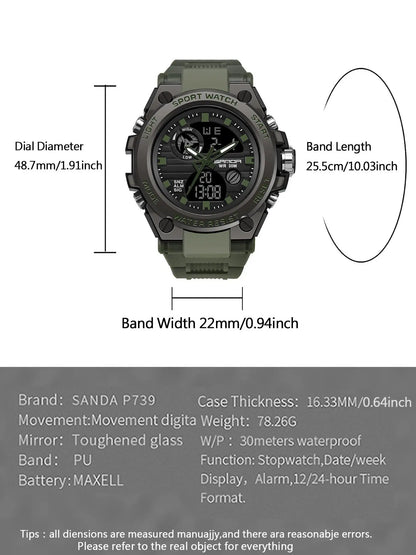 Men's Sportive Digital Watch, Fashionable Digital Watch with Luminous Dial & Alarm & Date Display Function, Waterproof Watch for Men with Box, Sporty Waterproof Watch