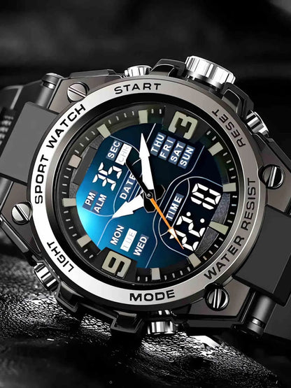 Men's Sporty Digital Watch, Fashionable Watch with Digital Display, Trendy Watch for Daily Life, Water Resistant Watch, No Gift Box