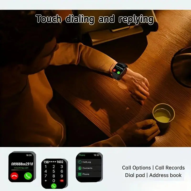 Smartwatch with Wireless Calling & Dialing, Multiple Sports Modes, App Notifications, Alarm Reminder and Music Playback, Compatible with iPhone and Android, Multifunctional Smart Watch