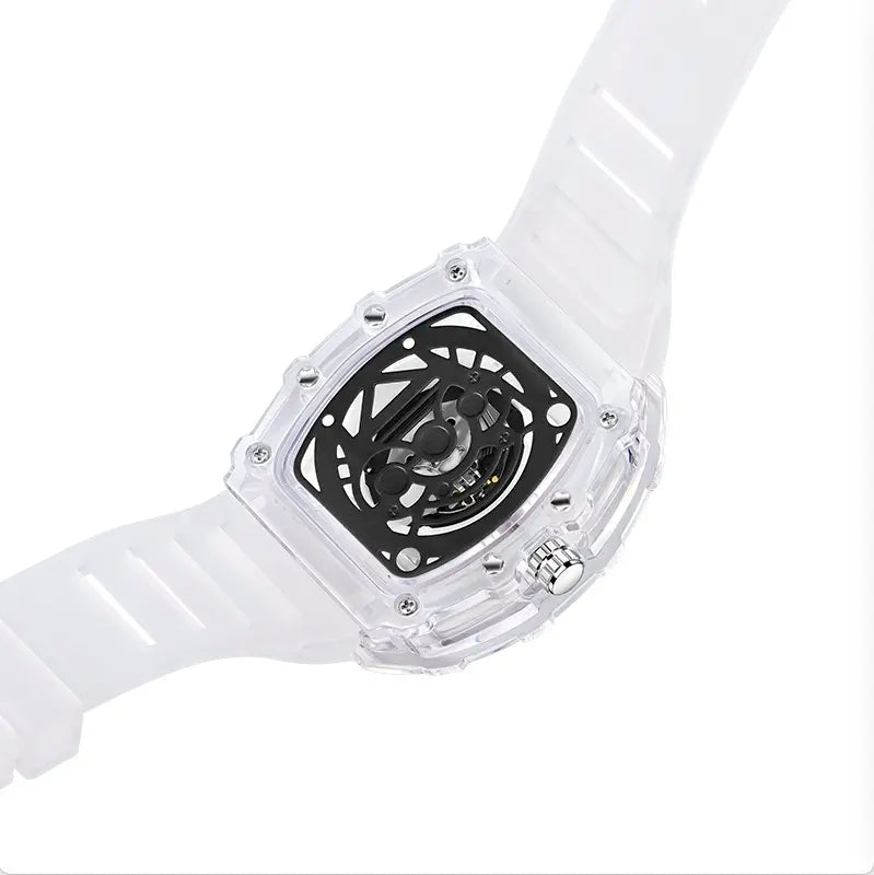 Men's Luxury Barrel-shaped Transparent Waterproof Quartz Watch for Outdoor, Back to School, Parties, Daily & Fall. Ideal Birthday, Gift with Box.