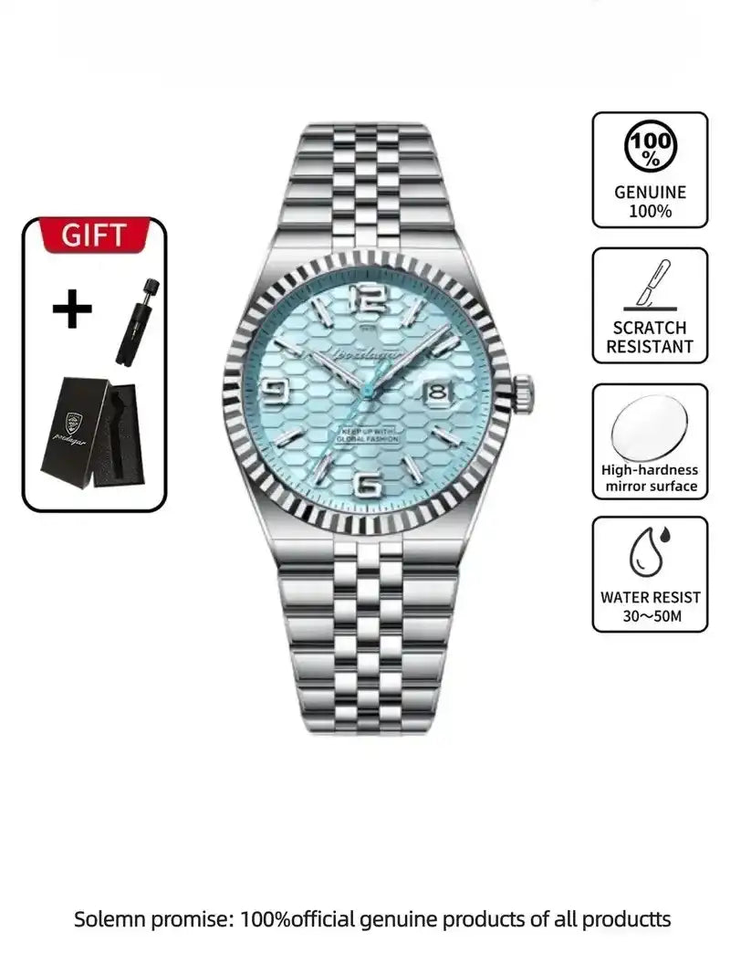 original high-quality men's watch, waterproof, luminous, date, luxury, stainless steel quartz watch, men's watch, Modern Fashionable Wristwatch, Business Fashion Watches