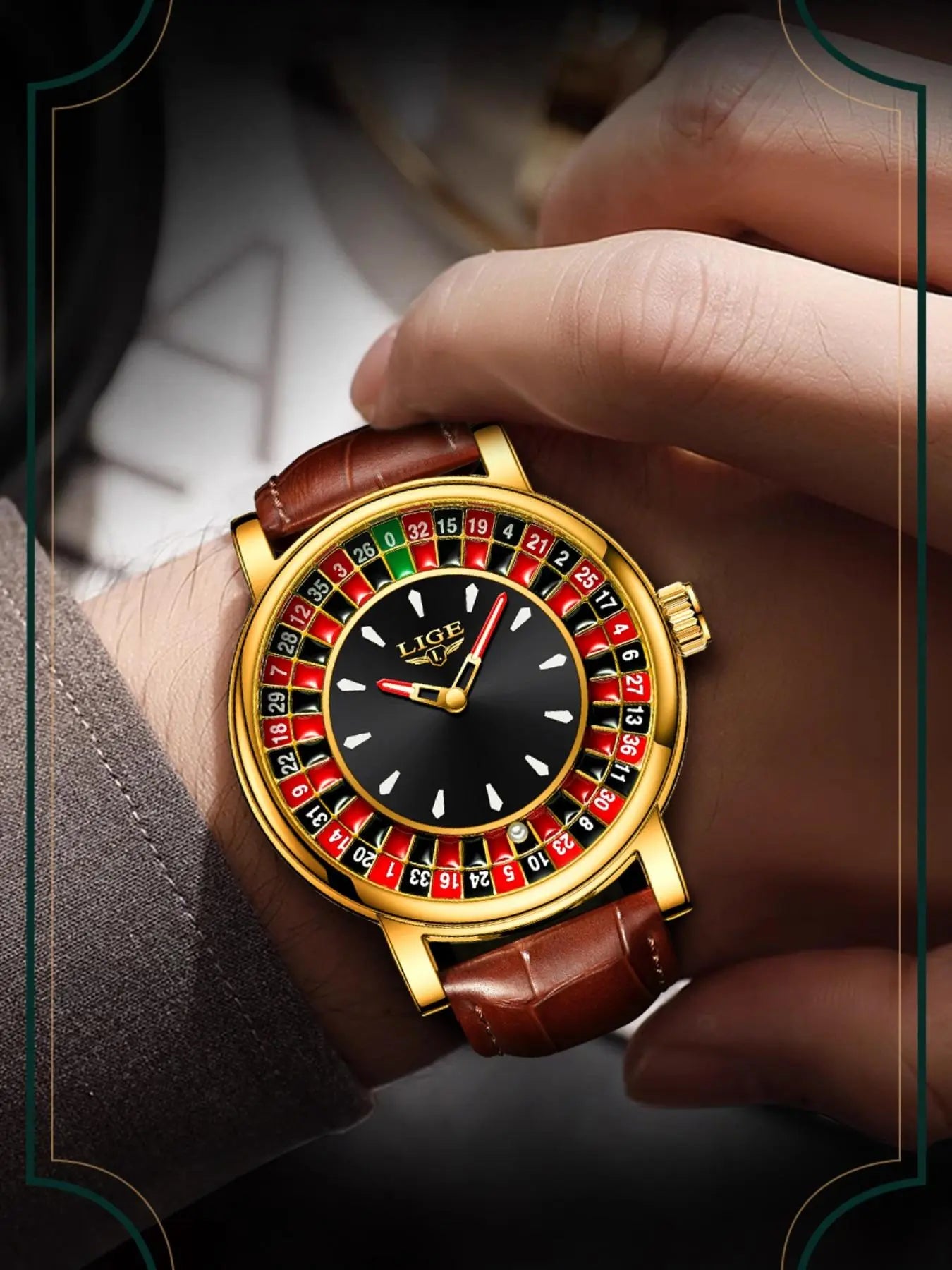 Men's Fashion Casual Round Dial Russian Roulette 12 Zodiac Theme Interactive Analog Quartz Watch, Waterproof Design for Parties and Daily Wear, Quartz Wristwatch, Quartz Analog Watches