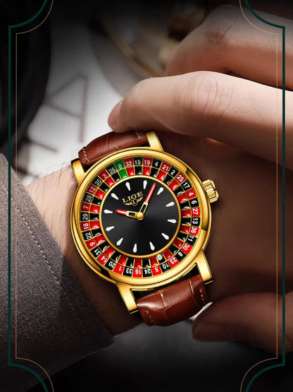 Men's Fashion Casual Round Dial Russian Roulette 12 Zodiac Theme Interactive Analog Quartz Watch, Waterproof Design for Parties and Daily Wear, Quartz Wristwatch, Quartz Analog Watches