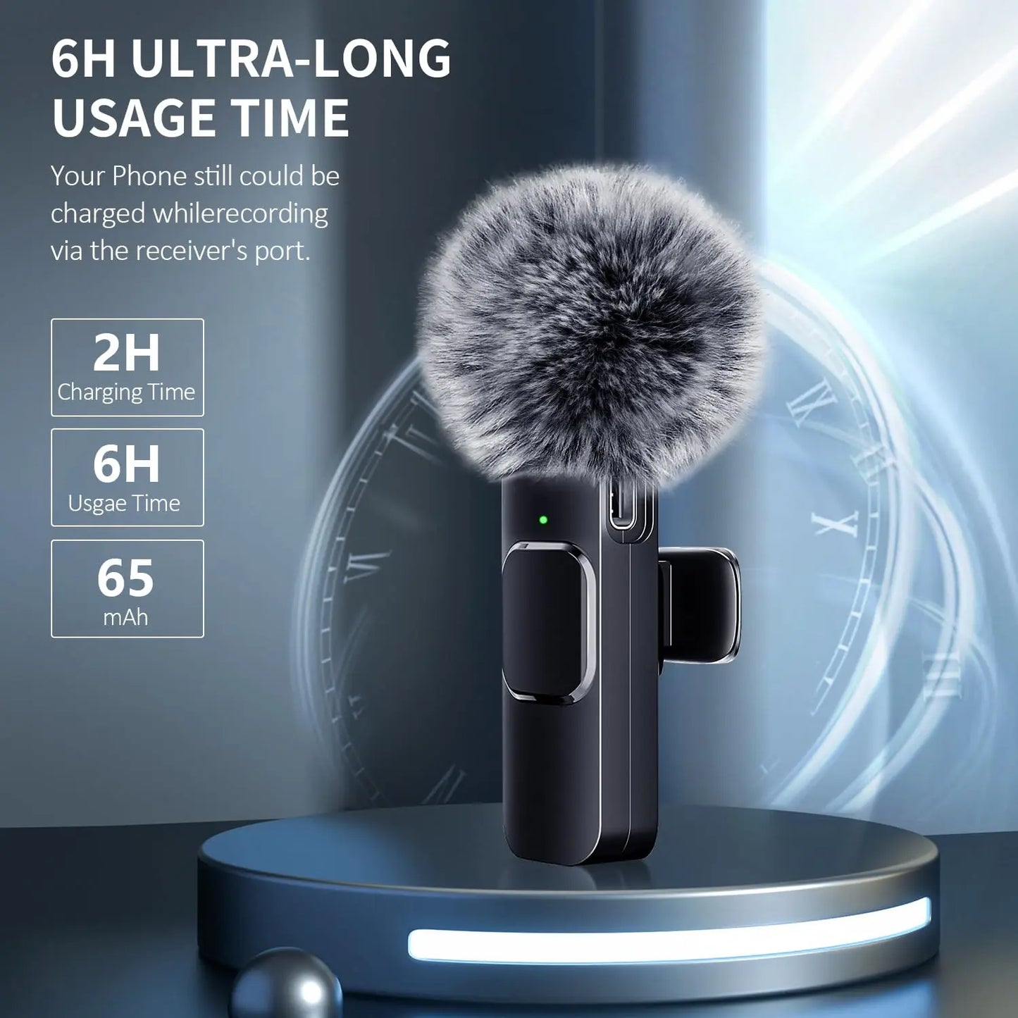 2 pcs Wireless Lavalier Microphones for iPhone, Android, iPad - Mini Wireless Clip-on Microphones Crystal Clear Sound Quality for Recording, Live Streaming,Vlog