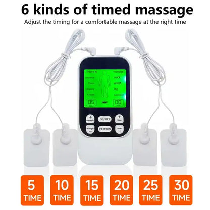 Muscle Massage Unit, 10 Modes Dual Channel, 30 Intensity Levels, Compact Rechargeable Body Massager with 4 Pads